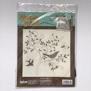 NEW Janlynn Simple Stitch BIRD SILHOUETTE Stitchery Kit 14” x 14" 021-1786 USA